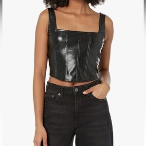 NWT Show Me Your MuMu The Corset Top in Black Faux Leather